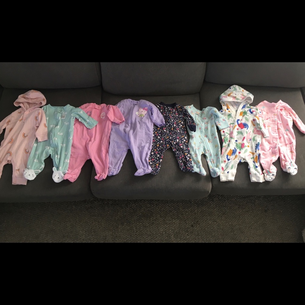 SLEEP N PLAY ONESIES baby girl 0-3 3 MONTH CARTERS